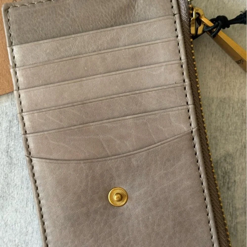 Margot Grey slim leather Card case wallet wristlet
